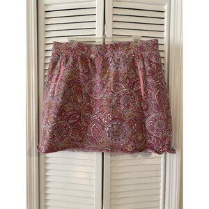 T by Talbots Women Sz XL Pink Paisley Skirt Skort Golf pockets active stretchy